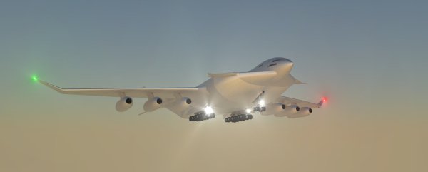 With strobes and landing lights, silver