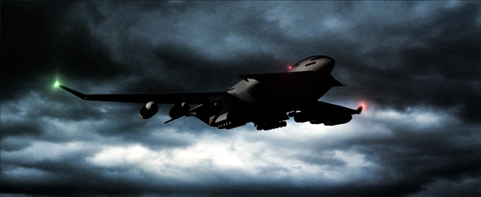 With strobe lights, storm