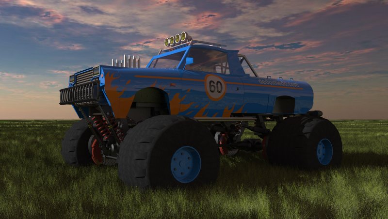 Vehicle in a grass field