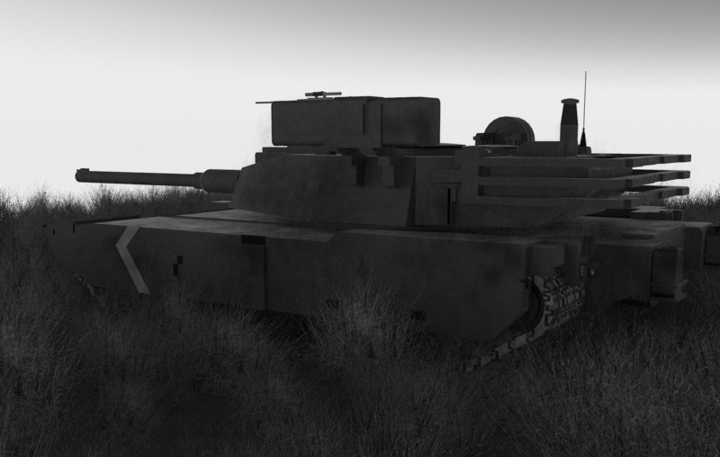 Side view, black & white