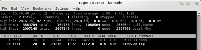 Container running top