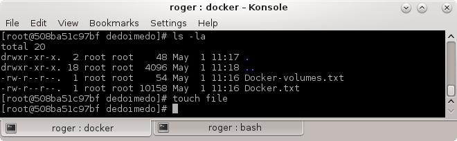 Create new file inside the container