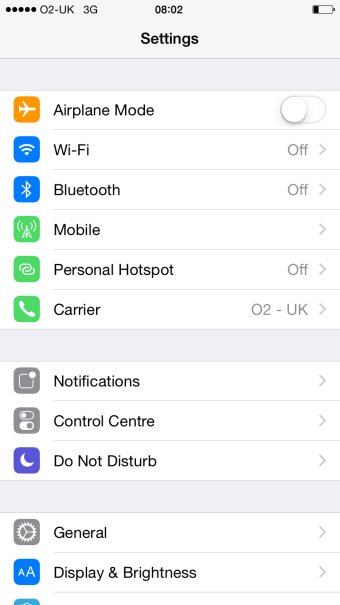 iOS settings