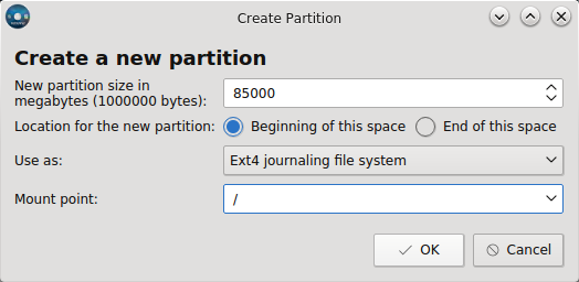 Create new partition