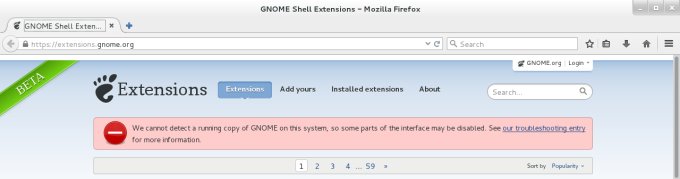 Gnome extensions failure