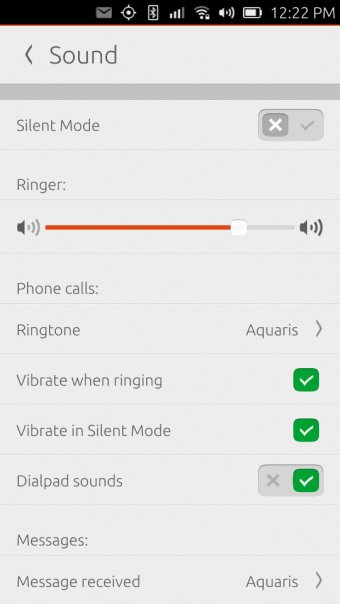 Sound settings