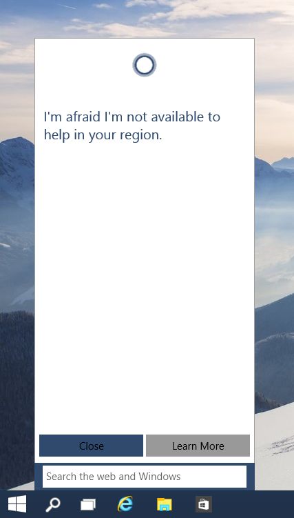 Cortana, region issue