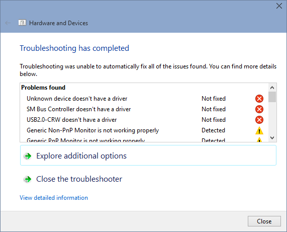 HW report, failed installs