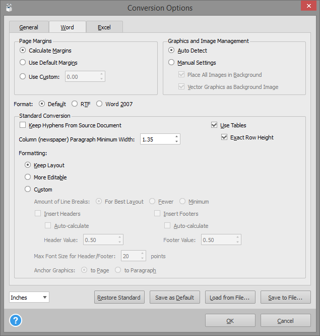 Conversion options 2