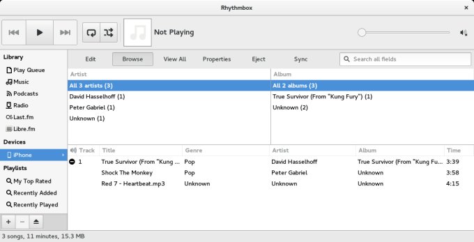 Rhythmbox, does not play songs