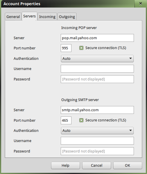 Correct mail settings