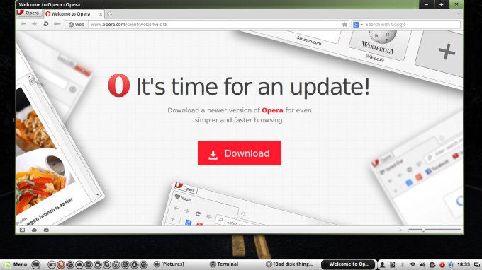 Main view, old version message