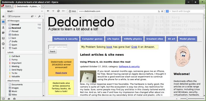 Using the browser, mail in sidebar