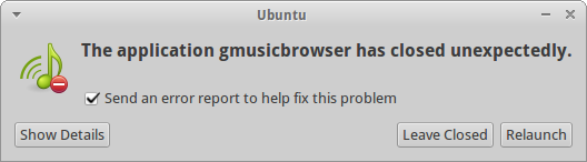 Gmusicbrowser crash