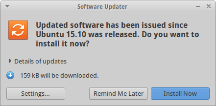 Update prompt showed up eventually