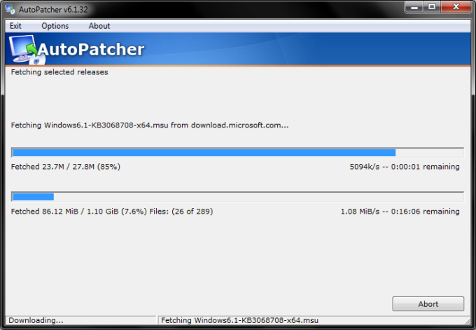 Autopatcher downloading