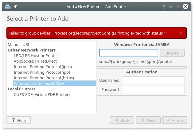 Samba printing failure