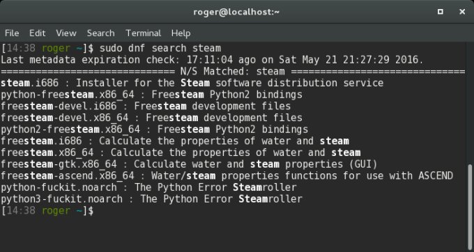 Steam available, dnf