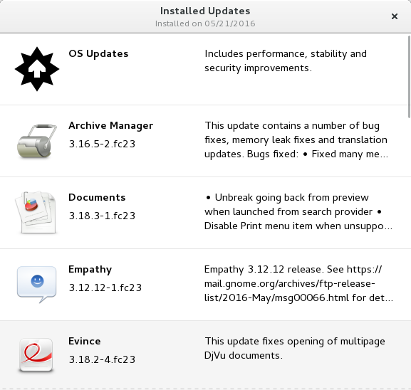 Updates installed