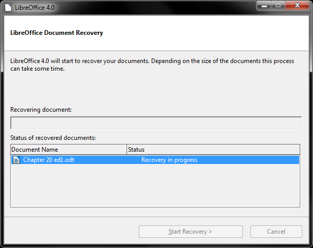 Recovery in progress