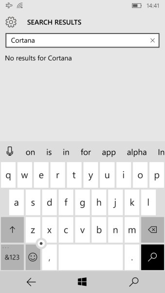 Settings search is not perfect
