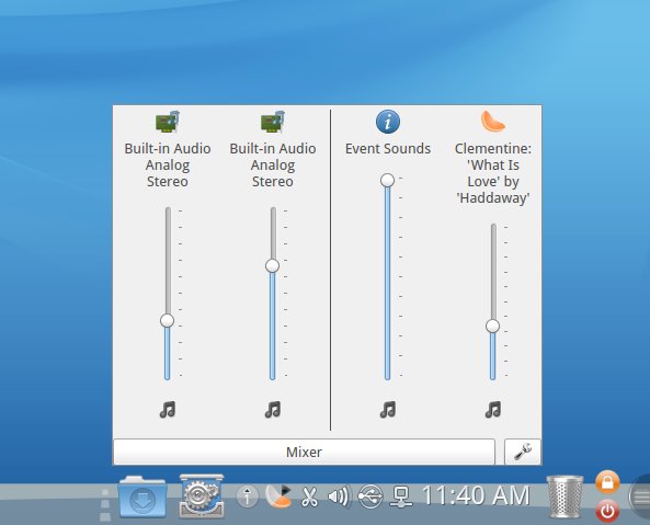 Mixer, contextual menu