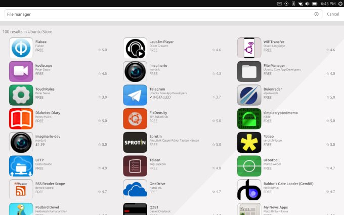 File manager search in the Ubuntu Store