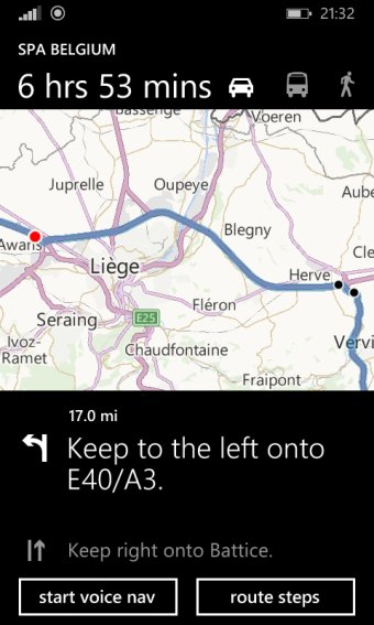 MS Maps, begin navigation