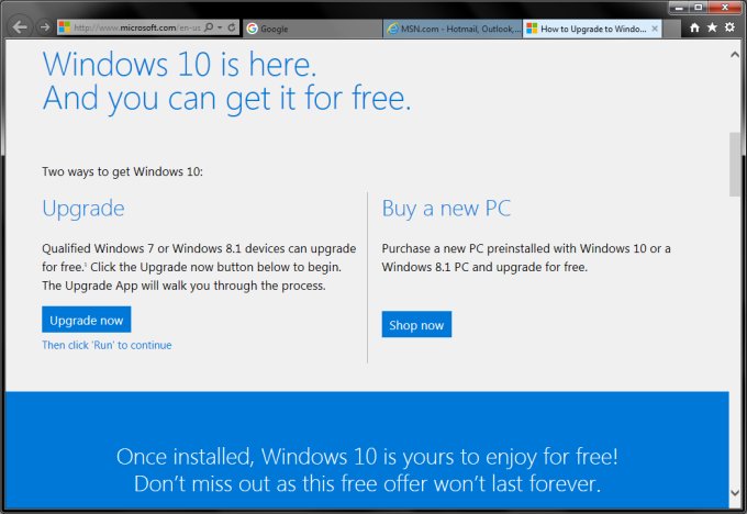 Windows 10 offer, meh