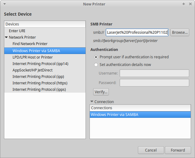 Samba printing works