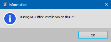 Missing MS Office installation