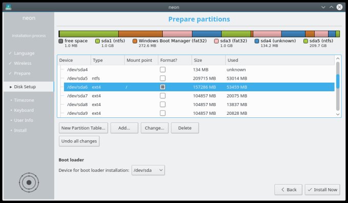 Manual partitions setup