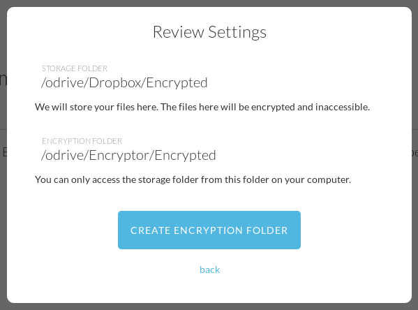 Review encryption settings