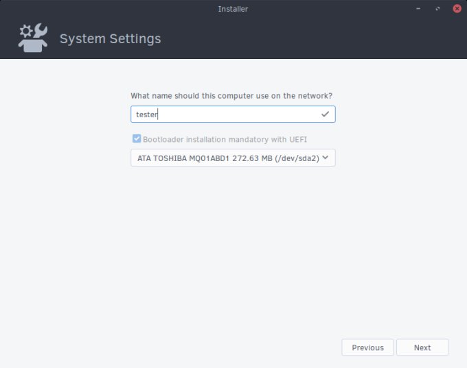 Hostname, bootloader options