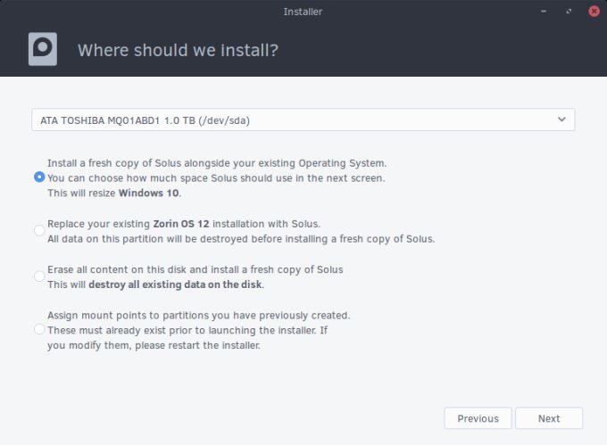 Partitioning options