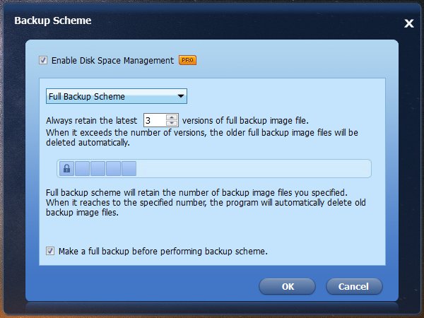 Backup scheme options