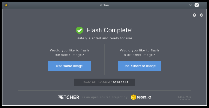 Image write complete