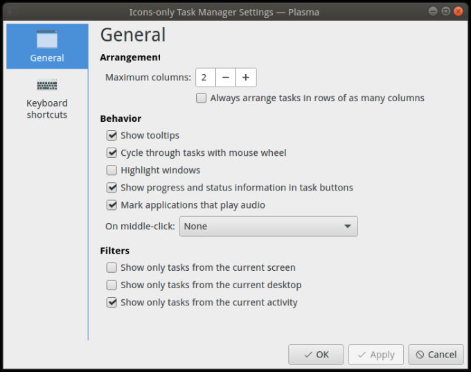Icons only task manager