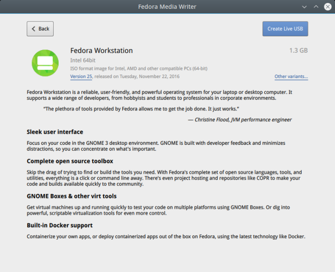 Media Writer, options