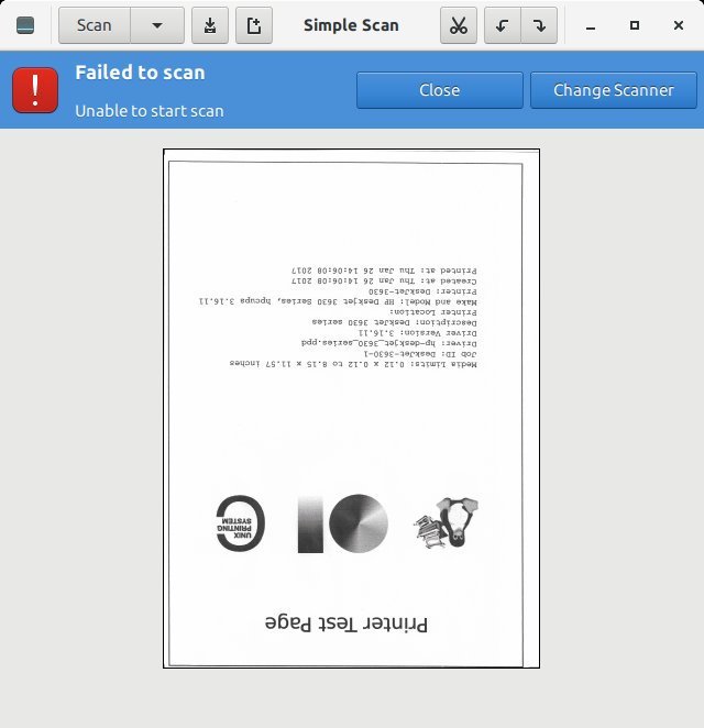 Simple Scan worked, with errors