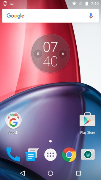 Home screen, ready