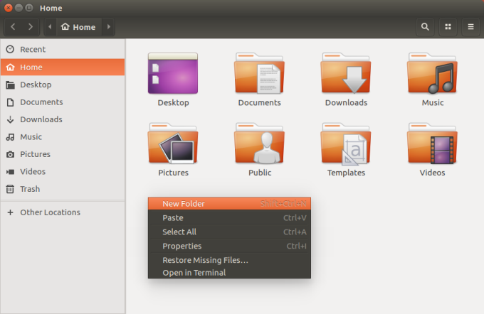 No right click to create files