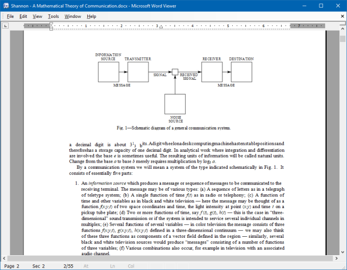 Another document, good conversion in Word Viewer