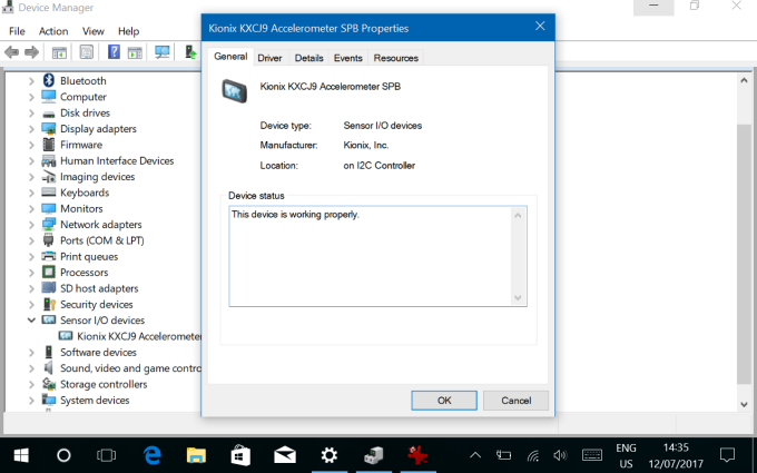 Accelerometer working properly