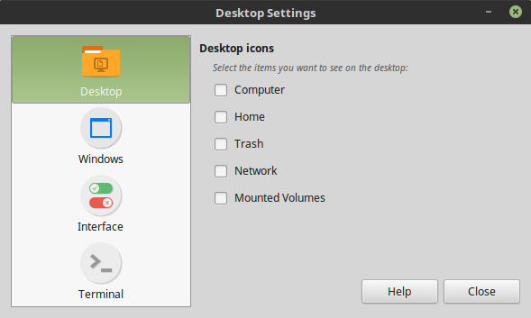 Desktop Settings tool