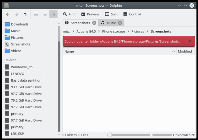 Android error on FS changes