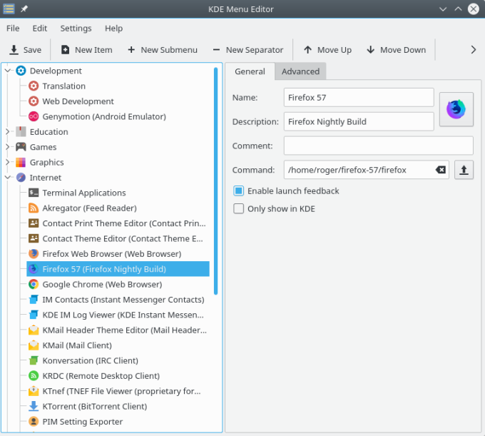 Add new system menu entry