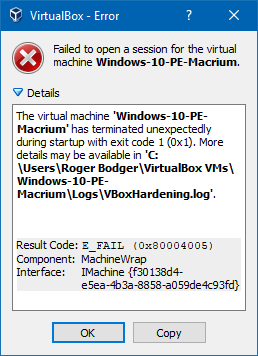 VirtualBox error