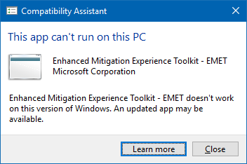 EMET cannot install anymore