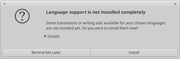 Missing language packages